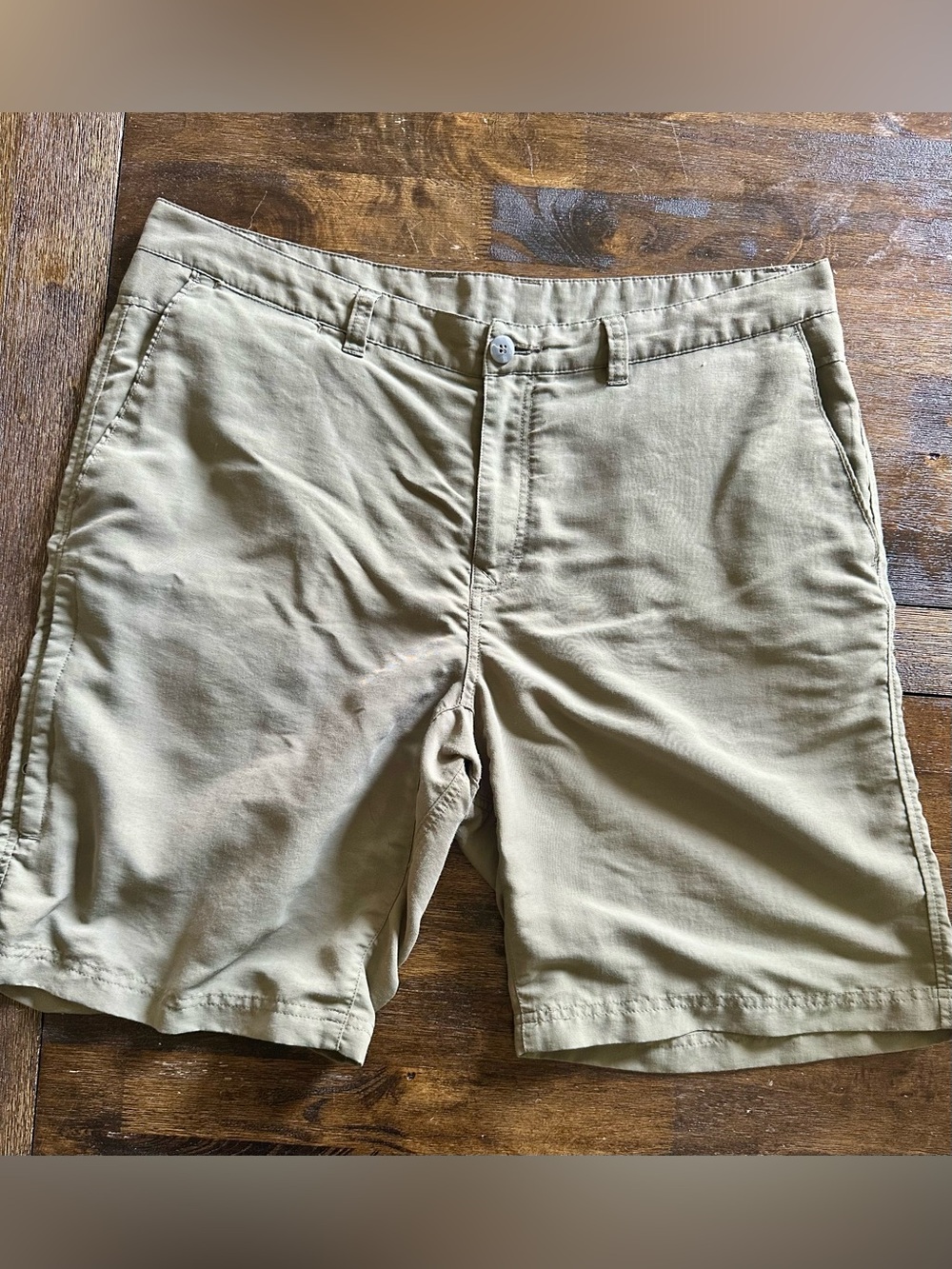 REI Men's Olive Tan Flat-Front Performance Shorts